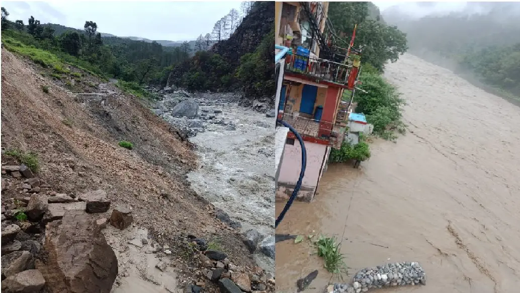 Life disrupted : Havy Rain के कारण पिंडर घाटी में जनजीवन अस्त-व्यस्त, स्कूल, मंदिर, घरों में घुसा पानी