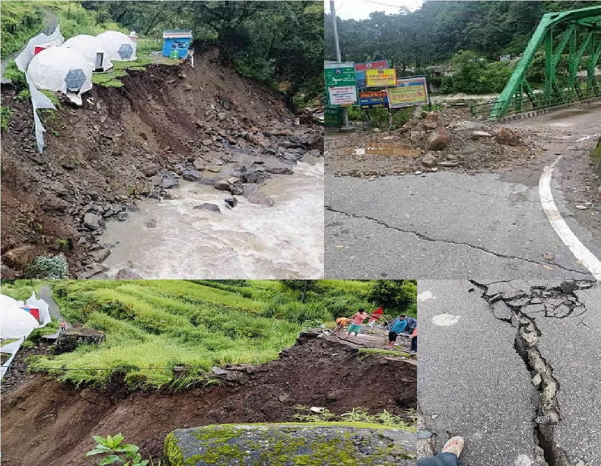 Kedar valley due to torrential rains : मूसलाधार बारिश से केदारघाटी को जोड़ने वाले पुल को  खतरा, तुंगनाथ घाटी में भू-धंसाव