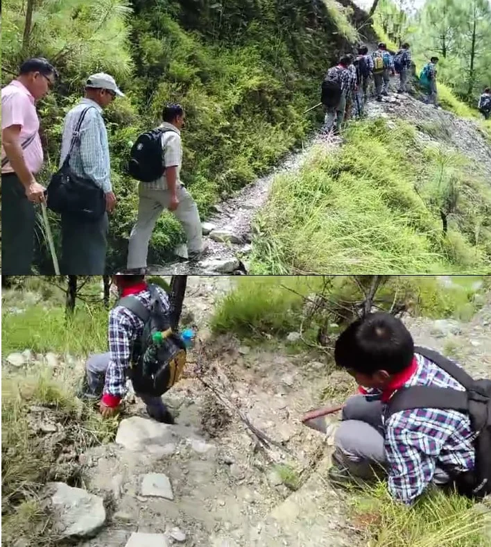 Children on Landslide roads : भू स्खलित रास्तों से जान हथेली पर रख स्कूल जाने को मजबूर नौनिहालों